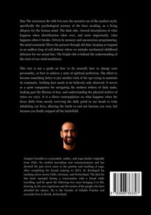 Texte über Heldenerwachen, mentale Reise, Ego, Stress, Kampfende. Darunter Bild eines Mannes. Text über Joaquín González.