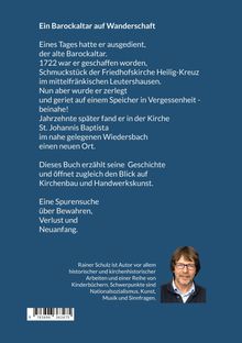 Text über einen Barockaltar, der in Vergessenheit geriet und später in einer neuen Kirche gefunden wurde. Foto eines Mannes unten.