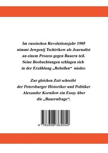 Eine Textbeschreibung über die Rolle von Jewgenij Tschirikow 1905 und ein Essay von Alexander Kornilow. Darunter ein Barcode.