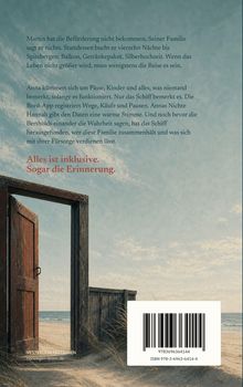 Text über Martins Reisepläne nach Spitzbergen. Unten eine geöffnete Holztür am Strand mit Blick auf das Meer.