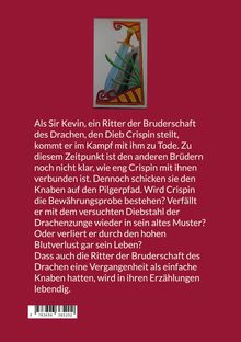 Text beschreibt eine spannende Geschichte über Sir Kevin und den Dieb Crispin. Es gibt eine Illustration eines Schwertes.