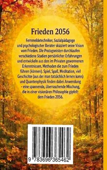 "Frieden 2056" beschreibt eine visionäre Philosophie für Frieden. Der Hintergrund zeigt einen herbstlichen Wald.