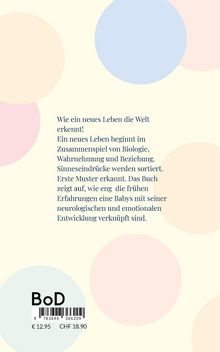 Text beschreibt die frühkindliche Entwicklung. Hintergrund mit pastellfarbenen Kreisen. Barcode und BoD-Logo unten.
