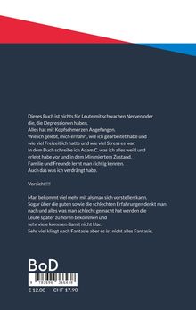 Eine Beschreibung eines Buchs über persönliche Erfahrungen, Stress, Kopfschmerzen und das Leben. Preis: €12,00.