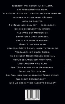 "Siebzehn Menschen. Eine Nacht. Ein ausgelöschtes Dorf." beginnt der Text. Es wird ein mysteriöses Verbrechen beschrieben.