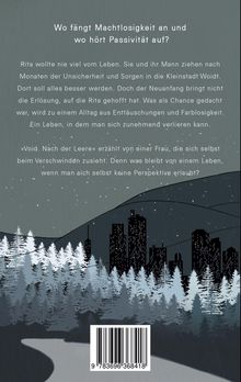 Titeltext über Ohnmacht und Passivität. Text erzählt von Rita in Kleinstadt, Enttäuschungen, Farblosigkeit. Illustration: Wald und Stadt.