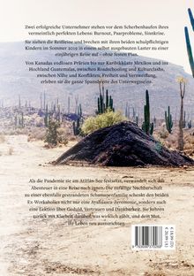 Beschreibung einer Reise zweier Unternehmer durch Amerika, mit Fokus auf persönliche Entwicklung und Abenteuer. Im Hintergrund eine Wüstenlandschaft mit Kakteen.