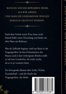 Text: "Manche Häuser bewahren mehr, als wir ahnen..." beschreibt ein Buch über Geheimnisse und eine bewegende Geschichte.