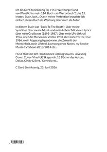 Text über ein Buch von Gerd Steinkoenig, Themen: Musik, Leben, Touren, Fotos. Datum: 25. Juni 2026. Barcode unten.