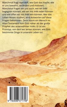 Ein Text über Glaubensfragen und den Propheten Moses. Darunter eine sanfte Landschaft in Aquarellfarben.