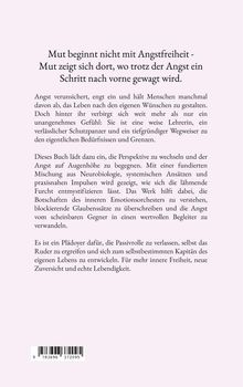 "Mut beginnt nicht mit Angstfreiheit - Mut zeigt sich dort, wo trotz der Angst ein Schritt nach vorne gewagt wird." Darunter folgt ein Text über den positiven Umgang mit Angst. Unten ist ein Barcode abgebildet. 