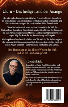 "Uluru – Das heilige Land der Anangu" ist der Titel. Unten: Bild eines Mannes, beschrieben als Tokaen-kidu, vor einem Barcode.