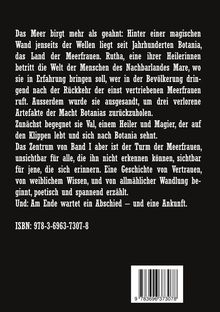 Texte über magisches Land Botania und Meerfrauen. ISBN: 978-3-6963-7307-8. Schwarz-weißes Layout mit Barcode unten.