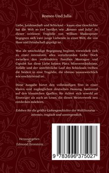 Text zu "Romeo Und Julia", beschreibt Liebe als intensives, tragisches Schicksal, umgeben von Konflikten. Elegant florales Muster.
