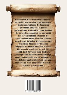 Eine Schriftrolle beschreibt eine faszinierende Geschichte aus Florenz 1478, geprägt von Intrigen und der Kunst der Renaissance.
