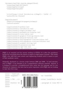 Text-Inhalt und ISBN, zusammen mit einem Abschnitt über die Wichtigkeit von LaTeX und seiner Entwicklung.