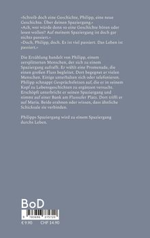 Text beschreibt eine Geschichte über Philipp, der beim Spazierengehen Menschen trifft und nachdenkt. Unten sind Preisangaben.