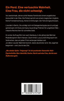 Ein Mord. Eine vertuschte Wahrheit. Eine Frau, die nicht schweigt. Text in weiß und orange auf schwarzem Hintergrund.
