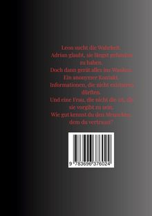 Text in roter Schrift auf schwarzem Hintergrund: "Leon sucht die Wahrheit. [...] dem du vertraust?" Darunter ein Barcode.