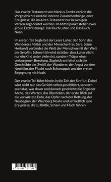 Text beschreibt zwei Erzählstränge über Luhar und Noah, mit Fokus auf biblische Ereignisse und verborgene Berufungen.