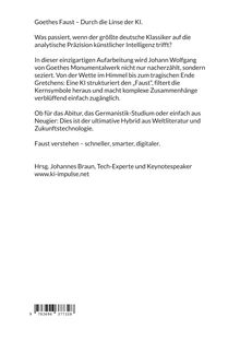 "Goethes Faust – Durch die Linse der KI" beschreibt, wie KI Goethes Werk analysiert. Herausgeber: Johannes Braun.