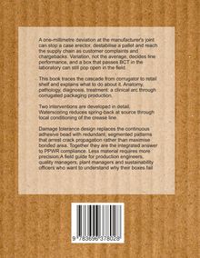 Ein Text beschreibt Probleme bei Verpackungen und Lösungen wie Wasserschneiden und Schadensdesign. Darunter ein Strichcode.