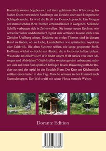 Texte: Über Kamelkarawanen und Wüstenwege, Gedichte zu diversen Themen. Unten drei Bilder: Buddha-Statue, Tor, Wasserlandschaft.