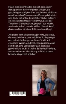 Ein Text beschreibt die Stadt Haan und ihren geheimen Rhythmus. Unten rechts steht eine lächelnde Frau mit einer pinken Mütze.