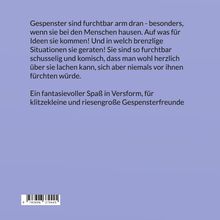 Texte beschreiben komische Geister und fantasievollen Spaß in Versform; blauer Hintergrund, unten Barcode.