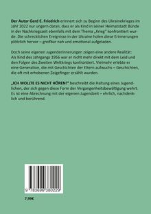 Ein grüner Hintergrund mit Text über Gerd E. Friedrichs Erinnerungen an Krieg und Jugend; ISBN: 978-3-6963-8022-9; Preis: 7,99€.