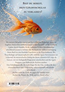 Ein Goldfisch schwimmt vor zerbrochenem Glas. Text: „Bist du bereit, dein Goldfischglas zu verlassen?“ Untere Texte besprechen Mut und Selbstermächtigung.