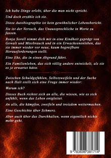 Ein autobiographischer Text über Kindheitstrauma, Eheprobleme und das Überwinden von Schmerz auf dunklem Hintergrund.