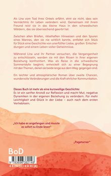 Auf beigem Hintergrund steht eine Buchbeschreibung. Unten ist eine Hügellandschaft in warmen Farben.