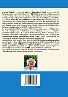 Text über Biofeedback, Neurofeedback, HEG bei ADS/ADHS. Foto einer lächelnden Person mit Brille und weißem Haar. Preis: 23,00 €.
