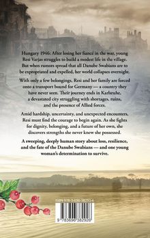 Texte beschreiben das Schicksal von Resi Varjas in Ungarn 1946. Im Hintergrund sind Ruinen einer Stadt zu sehen.