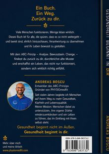 Text in der Mitte: „Ein Buch. Ein Weg. Zurück zu dir.“ Unten ein Porträt von Andreas Boscu in einem Rundrahmen.