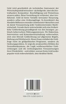 Text über Geld als Ordnungsfrage, nicht als Steuerungsinstrument. Barcode, "EDITION M 003", ISBN 978-3-6963-8452-4.