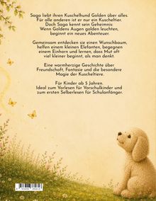 Text zu einer warmherzigen Geschichte über Freundschaft, Fantasie und magische Kuscheltiere, mit einem kuscheligen Hund.