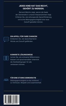 Text über Bildungs- und Sprachförderung für Chancengleichheit und Demokratie. Enthält Symbole neben Abschnitten.