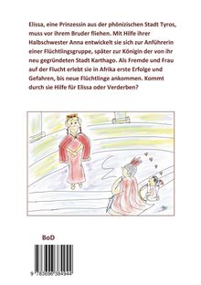 Text beschreibt Elissa, eine fliehende Prinzessin und spätere Königin. Darunter eine Illustration mit antik gekleideten Figuren.