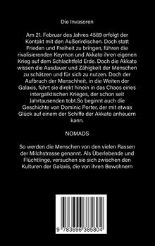 "Die Invasoren" beschreibt einen galaktischen Konflikt im Jahr 4589. ISBN-Barcodes sind sichtbar.