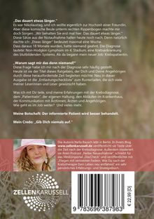 Texte: „Das dauert etwas länger.“ „Warum sagt mir das denn niemand?“ Website: www.zellenkarussell.de  
Bild: Frau mit Hut; Logo: Zellenkarussell.