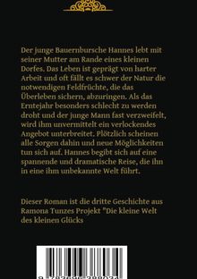 Text über Hannes, einen Bauernburschen, der ein Angebot erhält und eine Reise in eine unbekannte Welt beginnt. Darunter ist ein Barcode.