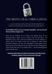 Texte: "THE SILENCE DEAL: CHRIS & JONAS" und "Ein überfülltes Hotel...". Abbildung: Ein Vorhängeschloss.