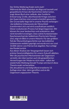 Ein purpurfarbener Hintergrund mit weißem Text über den dritten Weltkrieg, kollektive Psyche und historische Analysen. Ein Barcode unten.