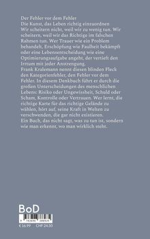 Text über Lebensentscheidungen und Fehler. Buch von Frank Kralemann. Grauer Hintergrund mit Preisangabe und Barcode unten.