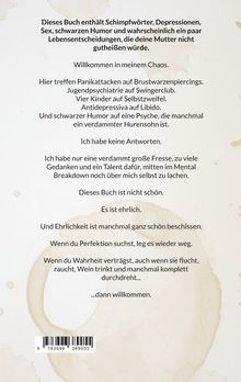 Ein Text beschreibt, dass das Buch Schimpfwörter, Depressionen und schwarzen Humor enthält. Heizt chaotische Szenen an.