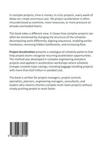Text über Projektbeschleunigung, beschreibt Methoden zur Zeitverkürzung in Projekten, für Manager und Spezialisten. Strichcode unten.