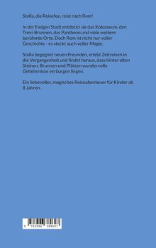 Ein Text auf blauem Hintergrund beschreibt ein magisches Reiseabenteuer für Kinder ab 8 Jahren über Stella, die Reisefee.