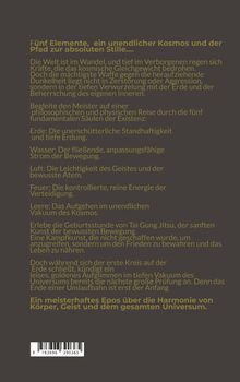 Eine Beschreibung über die fünf Elemente, ihre Bedeutung und die Harmonie von Körper, Geist und Universum in gelbem Text.